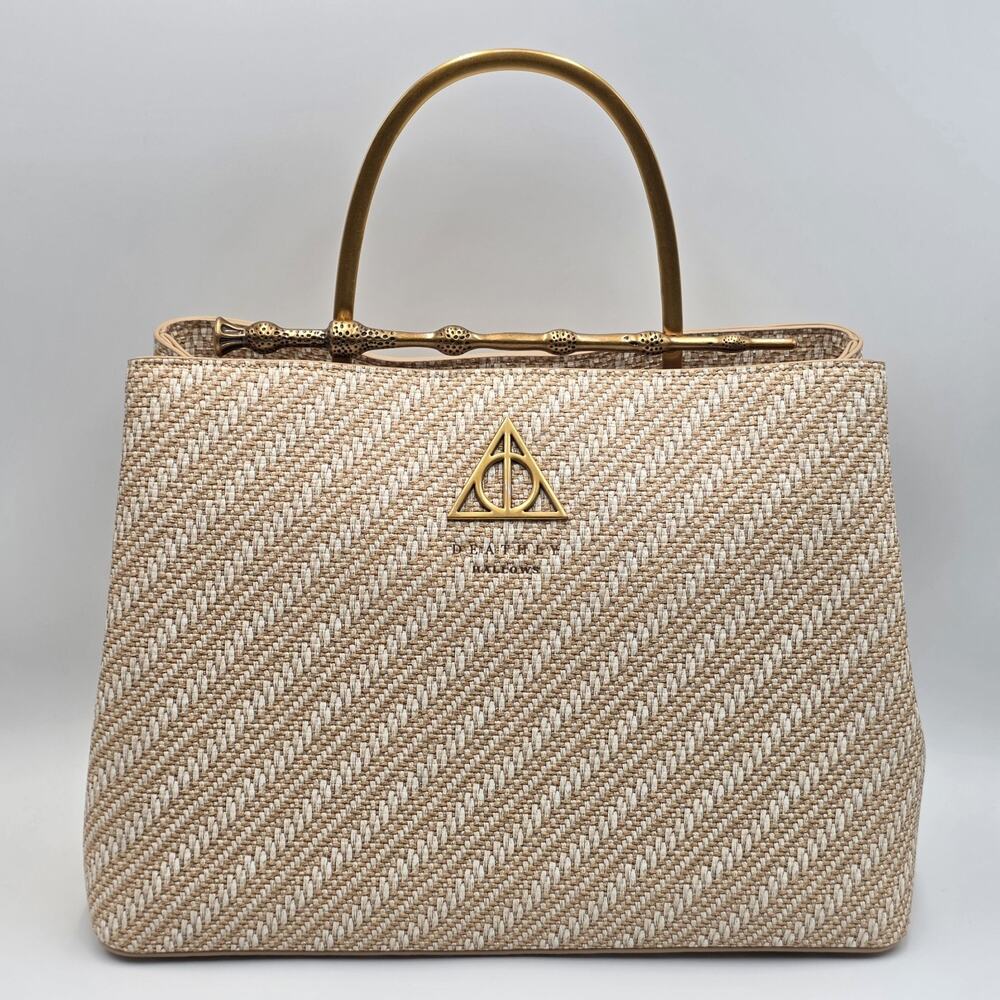 Loungefly Harry Potter Deathly Hallows Elder Wand Raffia Texture Brown Handbag